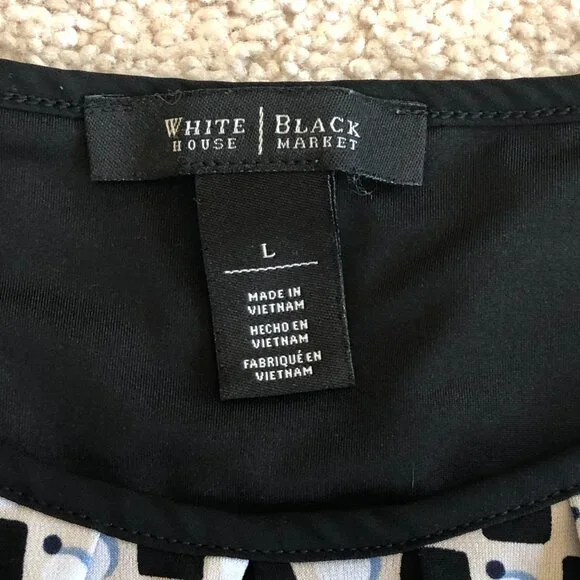 White House Black Market Key Hole Sleeveless Women's Blouse Tank Top Blue Black - Picture 4 of 11